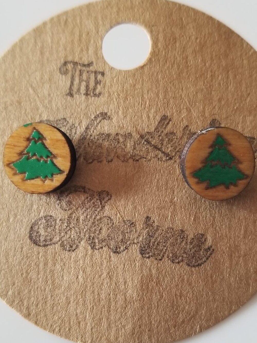 Tiny Christmas Tree Pierced Earrings NEW